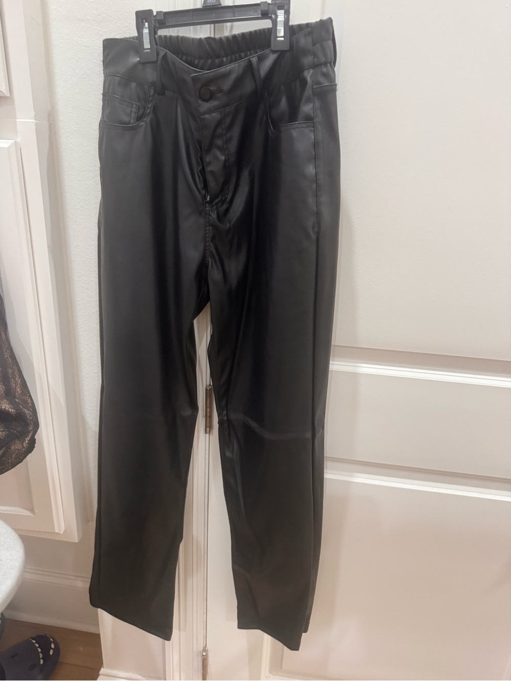 High-Rise Black Faux Leather Skinny Pants